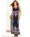 Take your look to new lengths with INC's sleeveless plus size maxi dress, featuring seductive keyhole cutouts.