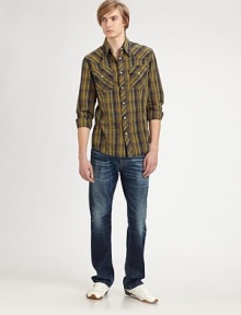 Gently distressed, lightly faded in an updated slim silhouette. Five-pocket styleInseam, about 34CottonMachine washImported Gently distressed, lightly faded in an updated slim silhouette. Five-pocket styleInseam, about 34CottonMachine washImported