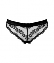 Super sultry black lace thong with satin trim - This comfortable yet sexy thong is perfect under any outfit - Feminine cut with lavish black floral lace and a satin waistband - Made by high-end French lingerie designer Chantal Thomass Super sultry black lace thong with satin trim - This comfortable yet sexy thong is perfect under any outfit - Feminine cut with lavish black floral lace and a satin waistband - Made by high-end French lingerie designer Chantal Thomass