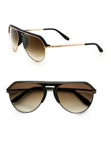A modified rendition with retro inspirations, crafted in lightweight metal and resin. Available in rose gold with matte brown frames with gradient brown lenses.Metal/resin100% UV ProtectionMade in Italy A modified rendition with retro inspirations, crafted in lightweight metal and resin. Available in rose gold with matte brown frames with gradient brown lenses.Metal/resin100% UV ProtectionMade in Italy