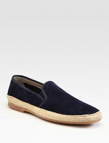 Velour suede espadrille with signature map rubber sole.Suede upperLeather liningPadded insoleRubber soleMade in Italy