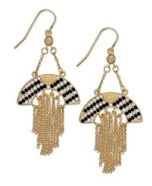 Let style rain supreme. These chic earrings from SIS by Simone I Smith feature cascades of delicate chains combined with sparkling black and white crystals. Crafted in 18k gold over sterling silver. Approximate drop: 2-1/2 inches. Approximate width: 1 inch. Let style rain supreme. These chic earrings from SIS by Simone I Smith feature cascades of delicate chains combined with sparkling black and white crystals. Crafted in 18k gold over sterling silver. Approximate drop: 2-1/2 inches. Approximate width: 1 inch.