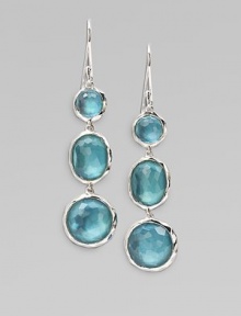 From the Wonderland Collection. Three shapely, silver-framed doublets, in the softened shade of well-worn denim, are created from color-backed mother-of-pearl layered with faceted clear quartz in these radiant drops.Mother-of-pearl and clear quartzSterling silverLength, about 3Ear wireImported From the Wonderland Collection. Three shapely, silver-framed doublets, in the softened shade of well-worn denim, are created from color-backed mother-of-pearl layered with faceted clear quartz in these radiant drops.Mother-of-pearl and clear quartzSterling silverLength, about 3Ear wireImported