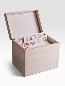 A perfect gift for that cook with a sweet tooth, this charming wood box, gold-stamped with a whisk-and-spoon motif, comes filled with creamy, cotton recipe cards so that flourless chocolate cake recipe or the one for Grandma's special cookies will always be at hand. A perfect gift for that cook with a sweet tooth, this charming wood box, gold-stamped with a whisk-and-spoon motif, comes filled with creamy, cotton recipe cards so that flourless chocolate cake recipe or the one for Grandma's special cookies will always be at hand.