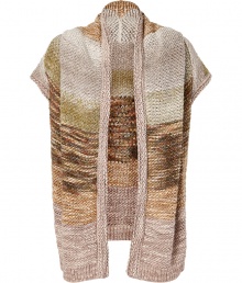 Luxurious cardigan in fine rayon-wool blend - Elegant in warm brown, golden and green tones - Features a small stand-up collar, open front and short, wide sleeves - Great alternative to classic cardigans or blazers, with jeans and boots or a pencil skirt and heels Luxurious cardigan in fine rayon-wool blend - Elegant in warm brown, golden and green tones - Features a small stand-up collar, open front and short, wide sleeves - Great alternative to classic cardigans or blazers, with jeans and boots or a pencil skirt and heels