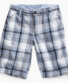 Neutrals are in this fall, so these plaid shorts from Tommy Hilfiger will be perfect for keeping his style fresh. Neutrals are in this fall, so these plaid shorts from Tommy Hilfiger will be perfect for keeping his style fresh.