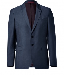 A smart, slim-cut blazer is an essential in any wardrobe, and PS by Paul Smiths grey-blue jacket is a modern must - Crafted from a fine wool-mohair blend, medium-width lapel, flap pockets, single chest pocket, two-button closure, back vent - Contemporary cut is slightly fitted - Polished and elegant, perfect for pairing with a button-down and jeans or a cashmere pullover and dress trousers