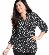 Snag a spot-on work look with Style&co.'s long sleeve plus size shirt, highlighted by a polka-dot print!