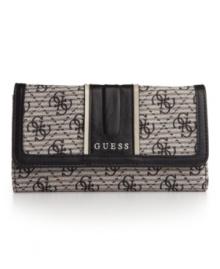Find your signature style with this everyday essential from GUESS. This slim clutch design has a place for all your necessities from cards to cash. Carry it alone, or in your favorite GUESS purse to keep you organized all day and night long. Find your signature style with this everyday essential from GUESS. This slim clutch design has a place for all your necessities from cards to cash. Carry it alone, or in your favorite GUESS purse to keep you organized all day and night long.