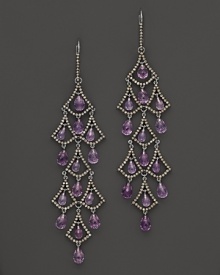 Badgley Mischka Amethyst And Brown Diamond Drop Earrings