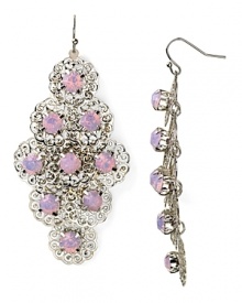 These cascading chandelier earrings from RJ Graziano, crafted of silver plate and Austrian crystals, boast a bohemian vibe. Wear them as a free spirited final flourish.