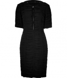 Luxe black nested silk dress from Burberry - With an exposed zipper front, this black silk dress brings edge to elegance - Front zip closure, pleated front, figure-hugging silhouette, draped details - Wear with fishnet tights, platform booties, and a supple fur coat Luxe black nested silk dress from Burberry - With an exposed zipper front, this black silk dress brings edge to elegance - Front zip closure, pleated front, figure-hugging silhouette, draped details - Wear with fishnet tights, platform booties, and a supple fur coat