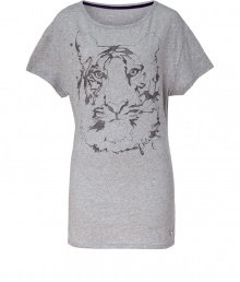 A friendly tiger print covers this chic oversized sleep tee from Juicy Couture - Round neck, short sleeves, long body, front tiger graphic - Wear with a printed robe and fuzzy slippers A friendly tiger print covers this chic oversized sleep tee from Juicy Couture - Round neck, short sleeves, long body, front tiger graphic - Wear with a printed robe and fuzzy slippers