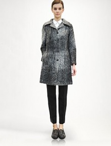 A plush, brushed wool-blend patterned with an abstract, exploded plaid print makes for a graphic, modern design.Foldover collarNotched lapelsButton frontSide slash pockets33% cotton/19% alpaca/19% mohair/16% wool/13% polyamideDry cleanMade in ItalyModel shown is 5'11 (180cm) wearing US size 4. A plush, brushed wool-blend patterned with an abstract, exploded plaid print makes for a graphic, modern design.Foldover collarNotched lapelsButton frontSide slash pockets33% cotton/19% alpaca/19% mohair/16% wool/13% polyamideDry cleanMade in ItalyModel shown is 5'11 (180cm) wearing US size 4.
