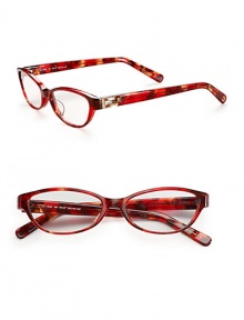 THE LOOKPlastic mosaic framesCat's-eye shapeAustrian stone details on temples and tipsTHE COLORRed mosaic frames with clear lensesORIGINImported THE LOOKPlastic mosaic framesCat's-eye shapeAustrian stone details on temples and tipsTHE COLORRed mosaic frames with clear lensesORIGINImported