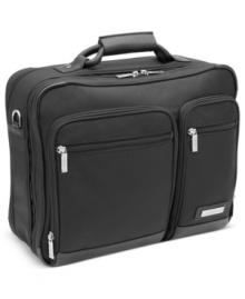Skilled in the business of your business. Skip hassle, confusion & disorganization when you travel with this fully-stocked and durable brief. Featuring a convertible back zip pocket that slides over the handles of rolling uprights, this brief is an easy traveler with two compartments-one to accommodate your tablet and accessories and another to protect your laptop-that store, sort & keep your essentials ready at hand.