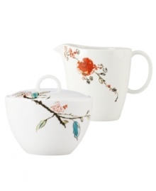 Make any meal sing with the Chirp creamer and sugar bowl set from Lenox Simply Fine. Adorned with the beloved birds and florals of Chirp dinnerware and in ultra-durable bone china, it's an irresistible addition to any serveware collection. Qualifies for Rebate Make any meal sing with the Chirp creamer and sugar bowl set from Lenox Simply Fine. Adorned with the beloved birds and florals of Chirp dinnerware and in ultra-durable bone china, it's an irresistible addition to any serveware collection. Qualifies for Rebate