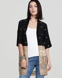 An Aysha Collection jacket completes your cocktail look with the decadence, detailed with glamorous beading and intricate embroidery on a luxurious silk silhouette. An Aysha Collection jacket completes your cocktail look with the decadence, detailed with glamorous beading and intricate embroidery on a luxurious silk silhouette.