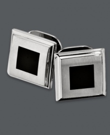 The perfect gift for all your best men. Set includes four pairs of polished cuff links. Crafted in stainless steel with a square-shaped black enamel accent. Surface coated with a scratch-resistant clear finish. Approximate diameter: 3/8 inch. The perfect gift for all your best men. Set includes four pairs of polished cuff links. Crafted in stainless steel with a square-shaped black enamel accent. Surface coated with a scratch-resistant clear finish. Approximate diameter: 3/8 inch.