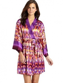 THE LOOKAllover ikat-inspired sunset printContrast collar and cuffsSelf-tie waist¾sleevesTHE FITAbout 37 from shoulder to hemTHE MATERIALPolyesterCARE & ORIGINMachine washImported THE LOOKAllover ikat-inspired sunset printContrast collar and cuffsSelf-tie waist¾sleevesTHE FITAbout 37 from shoulder to hemTHE MATERIALPolyesterCARE & ORIGINMachine washImported