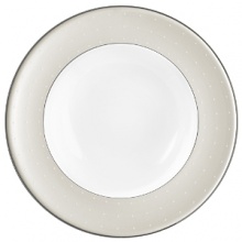 The embodiment of simplicity and grace, platinum bands and pure white stitches with raised dots adorn a pearlescent linen border. Inspired by the silk fabrics in Monique's evening gown designs, pearlized blue and tan accent colors create a look that is both elegant and beautifully serene. The embodiment of simplicity and grace, platinum bands and pure white stitches with raised dots adorn a pearlescent linen border. Inspired by the silk fabrics in Monique's evening gown designs, pearlized blue and tan accent colors create a look that is both elegant and beautifully serene.