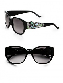 THE LOOKPlastic framesRounded square shapeAustrian stone butterfly and leaf details on temples and tipsUVA and UVB protectiveTHE COLORBlack frames with smoke lensesORIGINImported THE LOOKPlastic framesRounded square shapeAustrian stone butterfly and leaf details on temples and tipsUVA and UVB protectiveTHE COLORBlack frames with smoke lensesORIGINImported