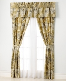 Feel the breeze in your bedroom. Tommy Bahama creates a feeling of sheer relaxation with this Bahamian Breeze window valance, featuring an exotic floral print in soothing gray and tan hues. Feel the breeze in your bedroom. Tommy Bahama creates a feeling of sheer relaxation with this Bahamian Breeze window valance, featuring an exotic floral print in soothing gray and tan hues.
