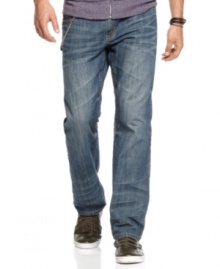 Summer staples? These straight fit light was jeans from Marc Ecko Cut & Sew complete any basic t-shirt or polo look. Summer staples? These straight fit light was jeans from Marc Ecko Cut & Sew complete any basic t-shirt or polo look.