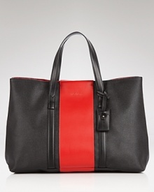 Join the color block bag party with this striped tote from Max Mara. In an athletic shape and cool color way, it's a sporty addition to your day-to-day uniform. Join the color block bag party with this striped tote from Max Mara. In an athletic shape and cool color way, it's a sporty addition to your day-to-day uniform.