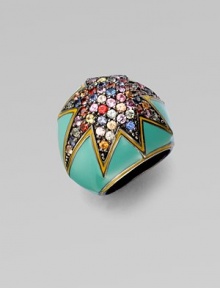 Colorful stones in a star shaped setting surrounded with enamel. Sterling silver Width, about 1 Imported Colorful stones in a star shaped setting surrounded with enamel. Sterling silver Width, about 1 Imported