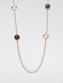 From the Lite Links Collection. A long and elegant style featuring faceted smokey quartz stones and open circles in a station design in sterling silver and 18k gold, finished in the warm glow of 18k rose goldplating. Smokey quartzSterling silver and 18k gold with 18k rose goldplatingLength, about 37Lobster clasp closureImported From the Lite Links Collection. A long and elegant style featuring faceted smokey quartz stones and open circles in a station design in sterling silver and 18k gold, finished in the warm glow of 18k rose goldplating. Smokey quartzSterling silver and 18k gold with 18k rose goldplatingLength, about 37Lobster clasp closureImported