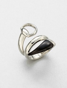 From the Horsebit Collection. A signature sterling silver horsebit design accented with rich black horn in an elegant wrapped style. Sterling silverBlack hornMade in Italy 