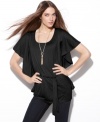 A swingy top from INC creates a dramatic look! Cinch the removable self-tie belt at the waist for extra definition.