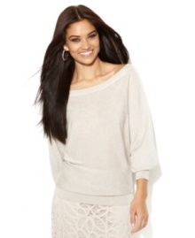 Stunning shine gives INC's dolman sleeve sweater a knockout look! Wear it to add dazzle to everything from a pencil skirt to your favorite jeans. Stunning shine gives INC's dolman sleeve sweater a knockout look! Wear it to add dazzle to everything from a pencil skirt to your favorite jeans.