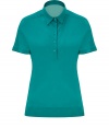 Add luxe appeal to preppy-cool style with this chic silk polo from Paul Smith - Button front half placket, small spread collar, short sleeve, modern slim fit - Pair with slim jeans, a cardigan, and embellished ballet flats