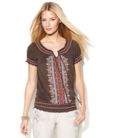 Punch up your spring look with an embroidered peasant top from INC!