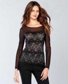 Whether it's date night or holiday party, INC's sheer illusion lace top makes a stylish, sophisticated statement!