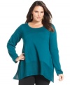 Team your go-to casual bottoms with Design 365's handkerchief hem plus size sweater.