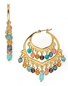 Introduce eclectic glamour to your jewel box with these beaded hoop earrings from Lauren by Ralph Lauren, decked in striking multi colored stones. Introduce eclectic glamour to your jewel box with these beaded hoop earrings from Lauren by Ralph Lauren, decked in striking multi colored stones.