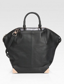 Pebbled leather in a chic trapezoid silhouette, roomy enough for all your essentials.Double top handles, 4 dropDetachable adjustable shoulder strap 14-16½ dropTop zip closureOne inside zip pocket18W X 13¾H X 6¼DImported Pebbled leather in a chic trapezoid silhouette, roomy enough for all your essentials.Double top handles, 4 dropDetachable adjustable shoulder strap 14-16½ dropTop zip closureOne inside zip pocket18W X 13¾H X 6¼DImported