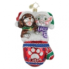 A festive pup and cat don Santa hats in this Animal Charity Awareness holiday ornament. A festive pup and cat don Santa hats in this Animal Charity Awareness holiday ornament.