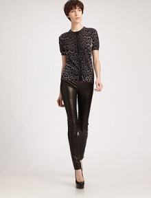 A luxurious blend of cashmere, silk, and wool, in a body-skimming style emblazoned with with a chic leopard pattern.Rib-knit jewel neckline, cuffs, and hemShort sleeves35% cashmere/35% wool/30% silkDry cleanMade in ItalyModel shown is 5'10 (177cm) wearing US size Small. A luxurious blend of cashmere, silk, and wool, in a body-skimming style emblazoned with with a chic leopard pattern.Rib-knit jewel neckline, cuffs, and hemShort sleeves35% cashmere/35% wool/30% silkDry cleanMade in ItalyModel shown is 5'10 (177cm) wearing US size Small.