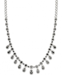 Bold drops add drama to your look. This standout pendant features pear and round-cut black diamonds (6 ct. t.w) set in sterling silver. Approximate length: 18 inches. Approximate drop: 1/2 inch. Bold drops add drama to your look. This standout pendant features pear and round-cut black diamonds (6 ct. t.w) set in sterling silver. Approximate length: 18 inches. Approximate drop: 1/2 inch.