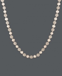 Add a sweet strand of shimmer to your look. Pink cultured freshwater pearls (6-6-1/2 mm) and rose quartz beads (102-1/3 ct. t.w.) appeal to the senses in this polished look. Clasp and bead accents (2 mm) set in sterling silver. Approximate length: 18 inches. Add a sweet strand of shimmer to your look. Pink cultured freshwater pearls (6-6-1/2 mm) and rose quartz beads (102-1/3 ct. t.w.) appeal to the senses in this polished look. Clasp and bead accents (2 mm) set in sterling silver. Approximate length: 18 inches.