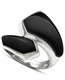 Retro chic. This savvy statement ring features stacked onyx stones (10 ct. t.w.) in a funky sterling silver wrap band. Size 7. Retro chic. This savvy statement ring features stacked onyx stones (10 ct. t.w.) in a funky sterling silver wrap band. Size 7.