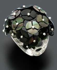 Hauntingly beautiful. Black Tahitian mother-of-pearl (5-9 mm) creates a stunning bouquet of flowers in this ring crafted in sterling silver. Size 7. Hauntingly beautiful. Black Tahitian mother-of-pearl (5-9 mm) creates a stunning bouquet of flowers in this ring crafted in sterling silver. Size 7.