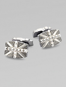 From the Alchemy in the UK Collection. A bold Union Jack, textured, studded and detailed with black rhodium-plated accents.Sterling silverRhodium-plated accentsAbout ¾L X ½WT backImported From the Alchemy in the UK Collection. A bold Union Jack, textured, studded and detailed with black rhodium-plated accents.Sterling silverRhodium-plated accentsAbout ¾L X ½WT backImported