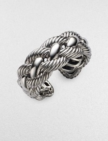 From the Woven Cable Collection. Bold and beautiful, textured and smooth cables intertwine elegantly in a wide sterling silver cuff. Sterling silver Diameter, about 2¼ Width, about 1 Imported