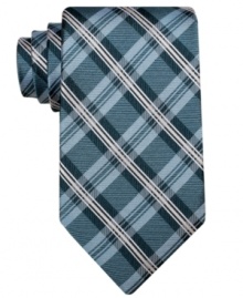 Perfectly plaid. Add a touch of Ivy-League prep to your wardrobe with this plaid skinny tie from Perry Ellis. Perfectly plaid. Add a touch of Ivy-League prep to your wardrobe with this plaid skinny tie from Perry Ellis.