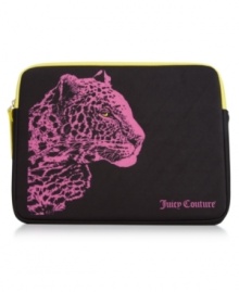 On the prowl. Give your gadget a fierce feel with this neoprene iPad sleeve from Juicy Couture, featuring a bold leopard graphic that's certain to get you spotted. On the prowl. Give your gadget a fierce feel with this neoprene iPad sleeve from Juicy Couture, featuring a bold leopard graphic that's certain to get you spotted.